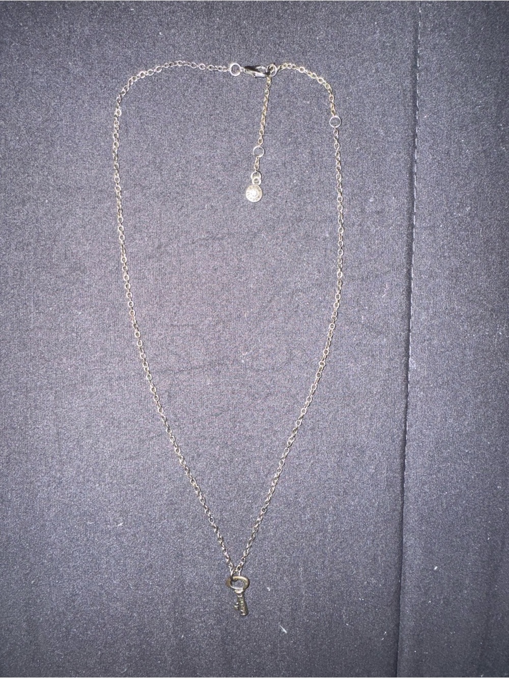 Delicate Engraved Key Pendant Necklace in Silver